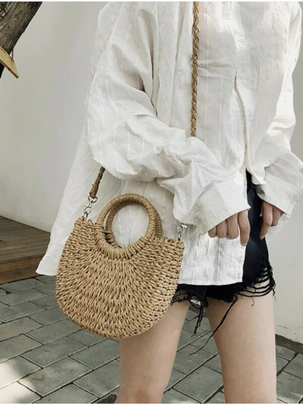 Woven Straw Purse Shoulder Beach Tote Handbag Rattan Women Crossbody Summer